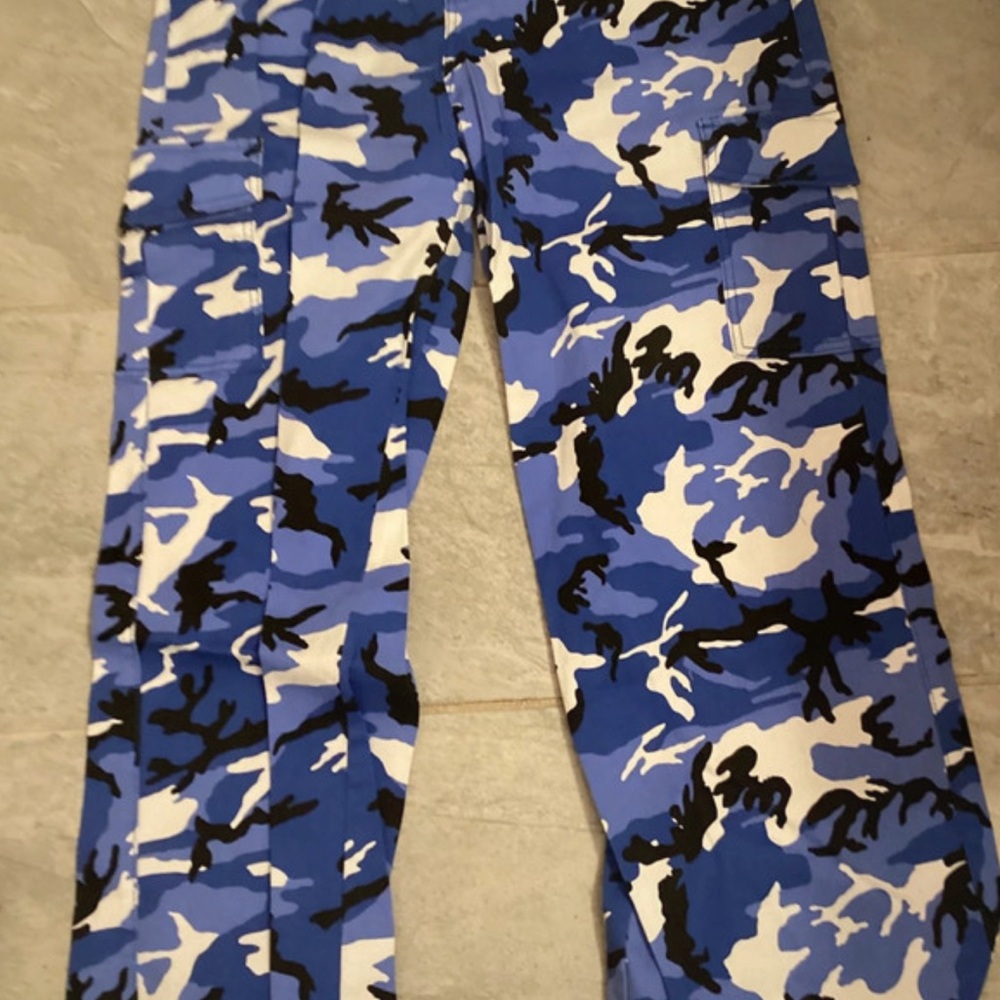 Blue Camouflage Cargo Pants